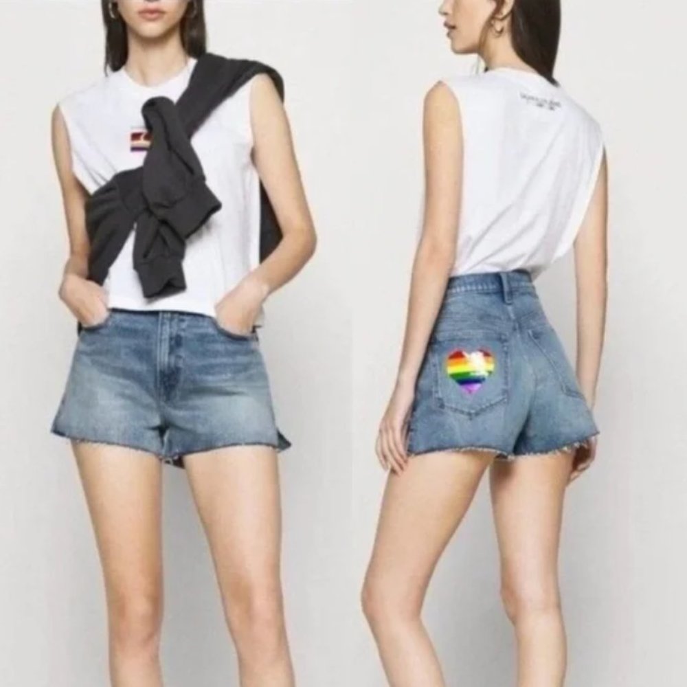 NWT Sequin Pride Heart Mom Shorts